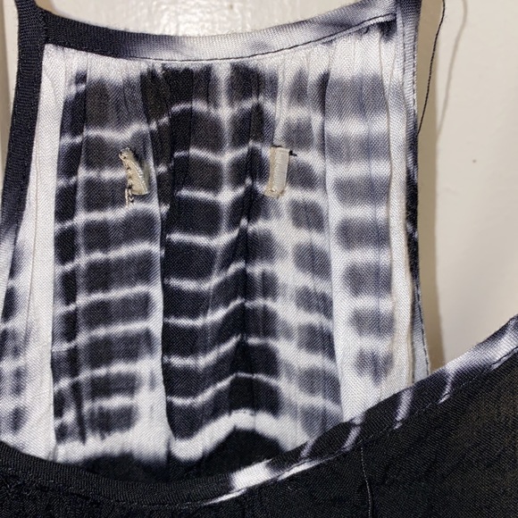 Black White Large Tie Dye Spaghetti Strap High Low Dress - Picture 2 of 13